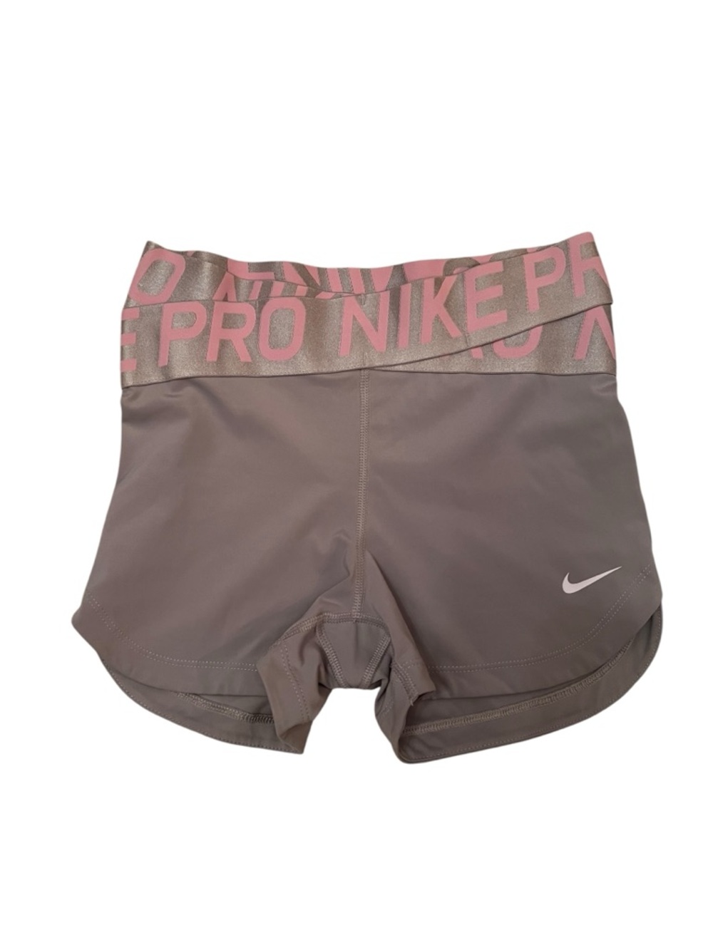 Nike Pro Dri-Fit Shorts Gray Pink Waistband Size Small Athletic Gym Running